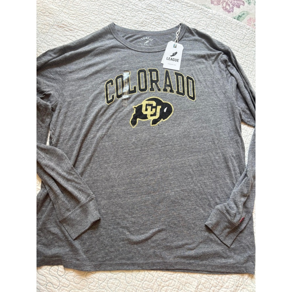 League 91 Colorado Buffaloes Long‎ Sleeve T-Shirt Mens 2XL Heather Grey